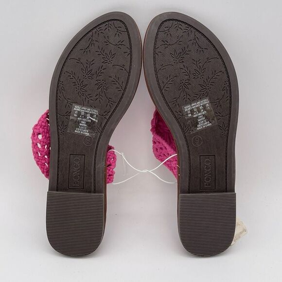 NWT BONGO Sandals Womens Size 9 Pink Crochet Strap Boho Macrame Thong Flip Flop - Picture 7 of 14